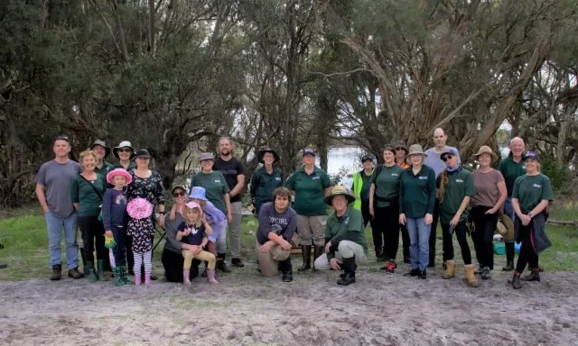 Friends of Yellagonga Regional Park and volunteers at the Tanah Close site after completing a workday of planting and weeding